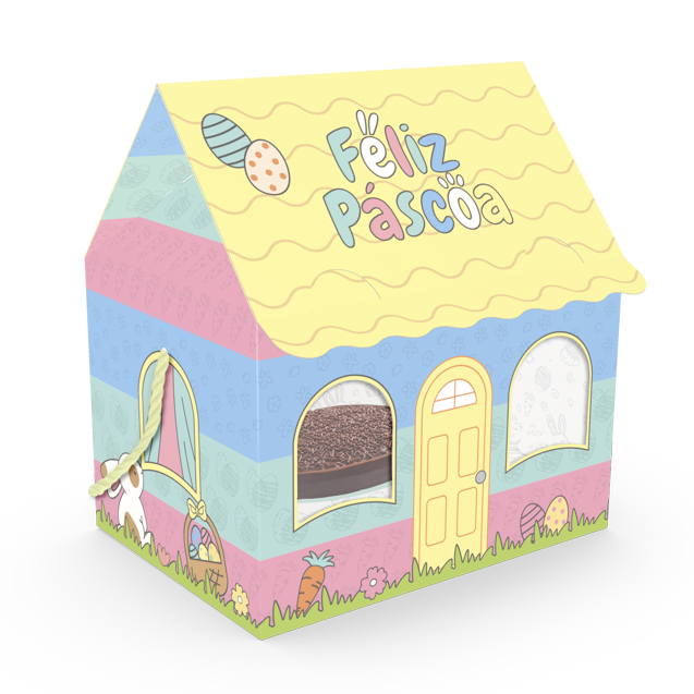 Caixa Casa Berço 150/250G Alça e Visor – Páscoa Diversão