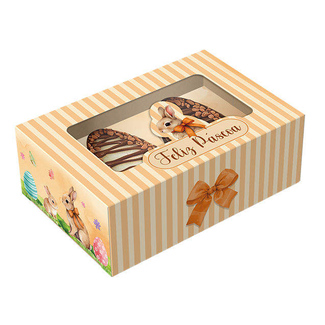 Caixa Gaveta Berço Duplo 2 Mini Ovos 50G ou Coelho com Visor – Páscoa Encantada