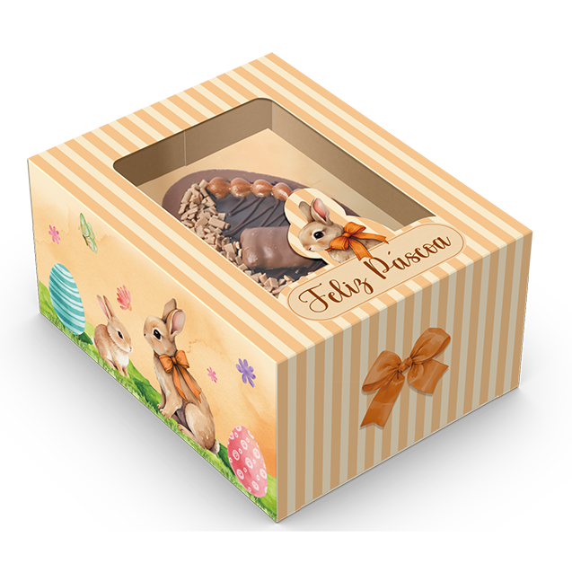 Caixa Gaveta Berço Duplo Ovo de Colher 100/150G ou 2 50/80G com Visor – Páscoa Encantada