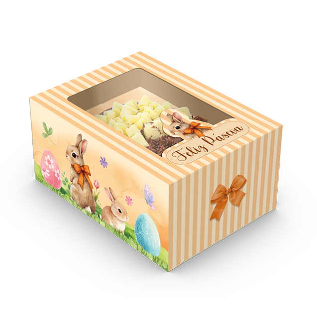 Caixa Gaveta Berço Duplo Ovo de Colher 150/250G ou 2 100G com Visor – Páscoa Encantada