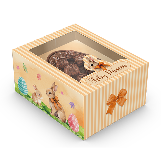 Caixa Gaveta Berço Duplo Ovo de Colher 250/350G ou 2 150G com Visor – Páscoa Encantada
