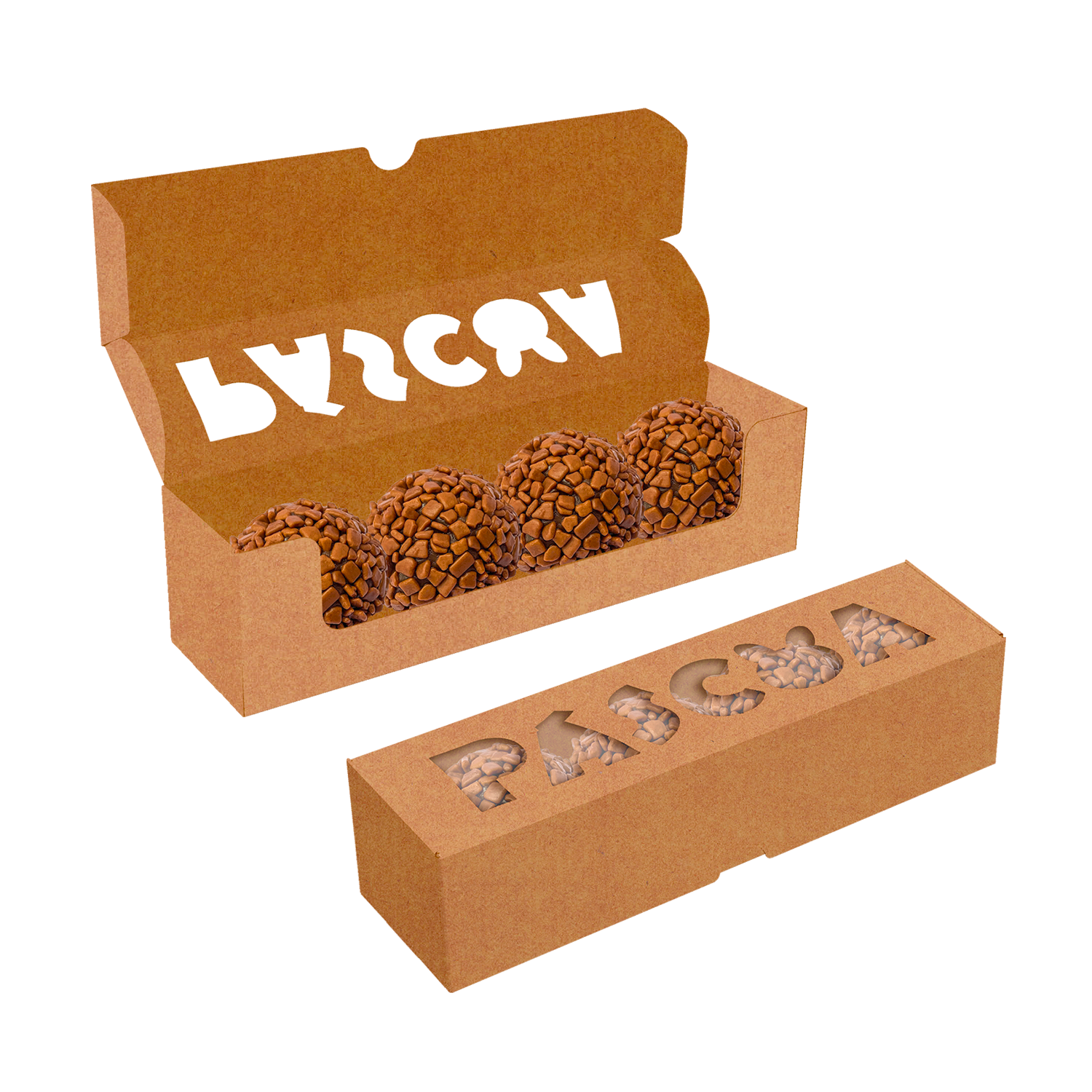 Caixa Páscoa 4 Doces com Visor Kraft – Páscoa Essencial