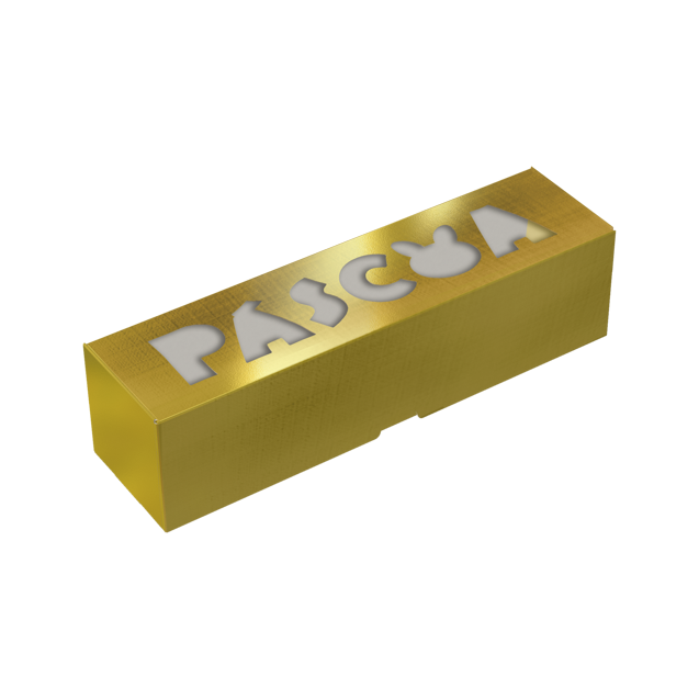 Caixa Páscoa 4 Doces com Visor Laminada Ouro – Páscoa Essencial