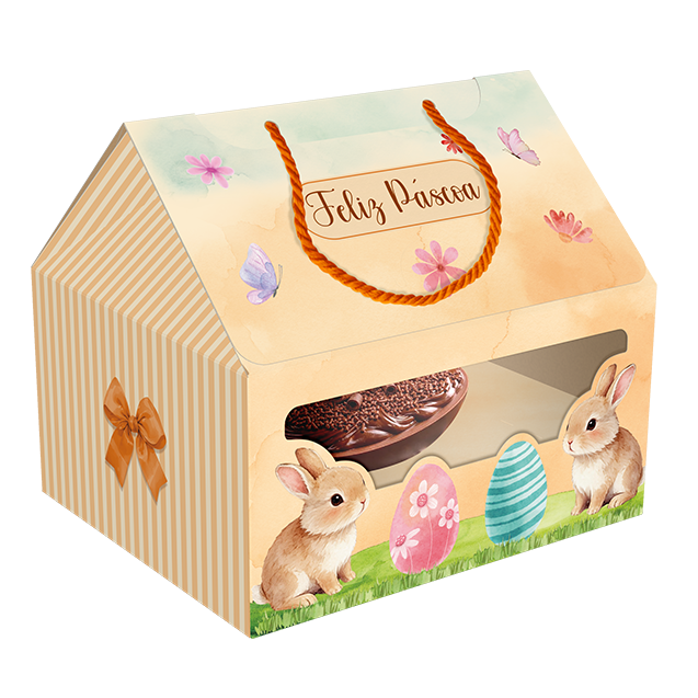 Maleta Ovo de Colher com Berço 250/350G Alça e Visor – Páscoa Encantada