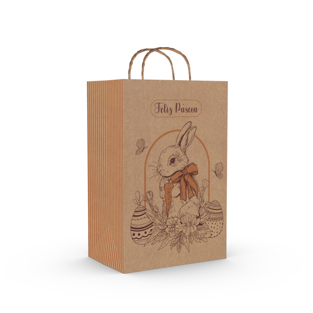 Sacola Kraft Delivery M – Páscoa Encantada